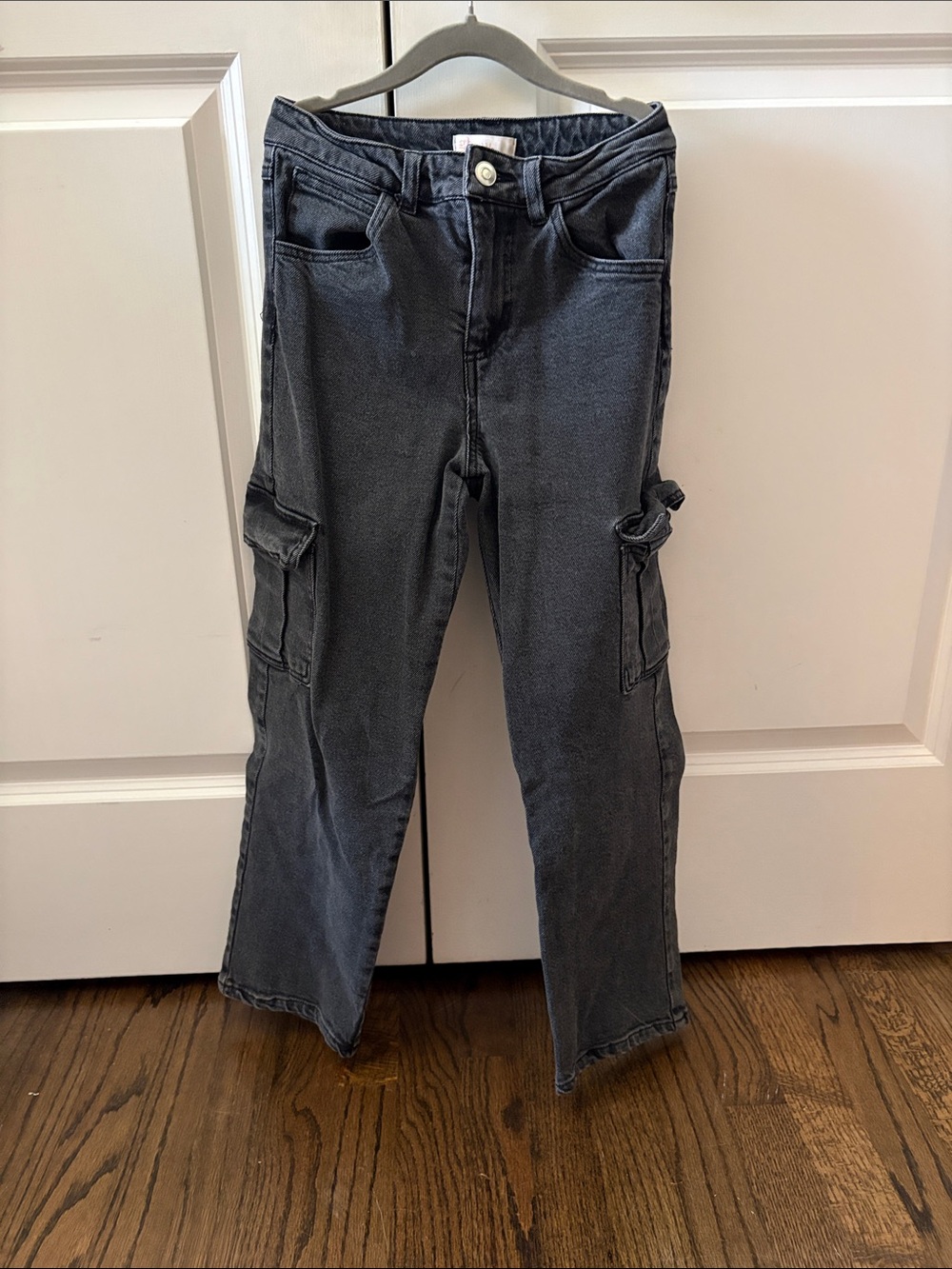 Girls Cargo Jeans - Charcoal Gray